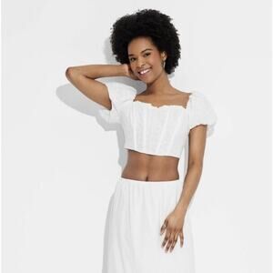 Women's Puff Cap Sleeve Eyelet Corset Top - Wild‎ Fable Size XXL